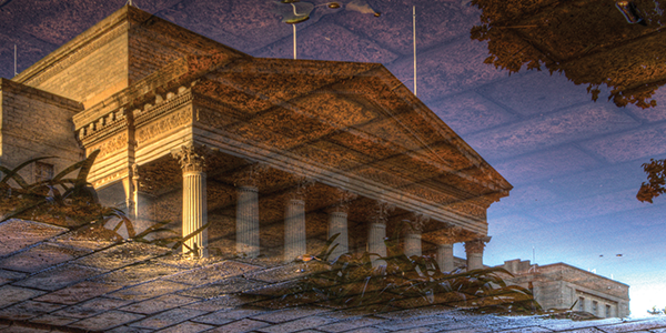 Great Hall reflected in water